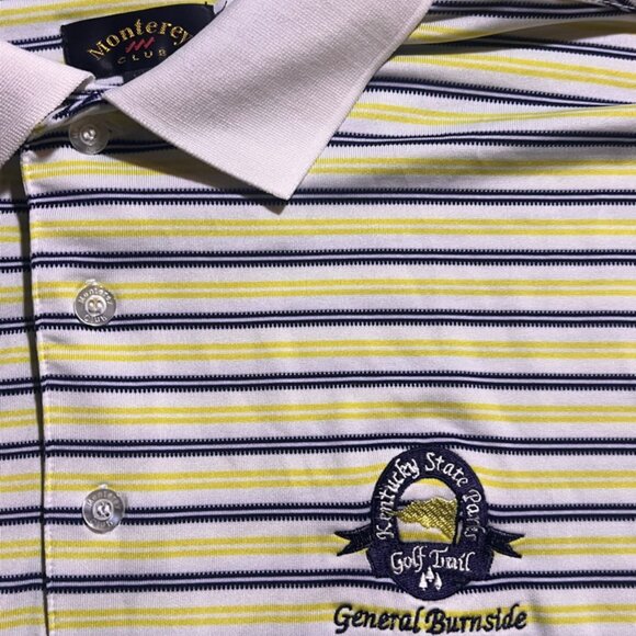 Monterey Club Men XL Stripe KY State Park General Burnside Golf Polo (W) - Picture 3 of 8